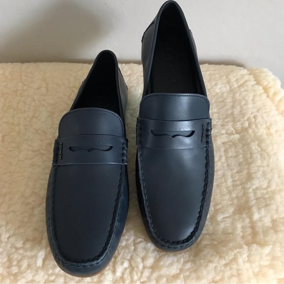 Coach Slate Blue Leather Drivers - Picture 3 of 16